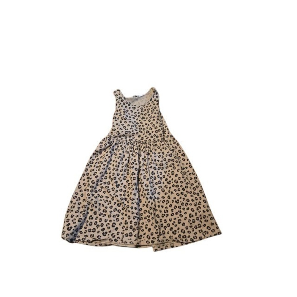 HM Girls Leopard Print Sleeveless Dress Tan Black Animal Print Size 8-10Y